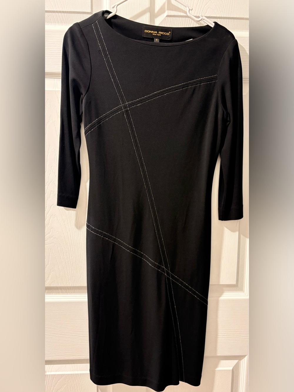 Donna Ricco Vintage black size 4 sheath dress three-quarter inch sleeves Lux